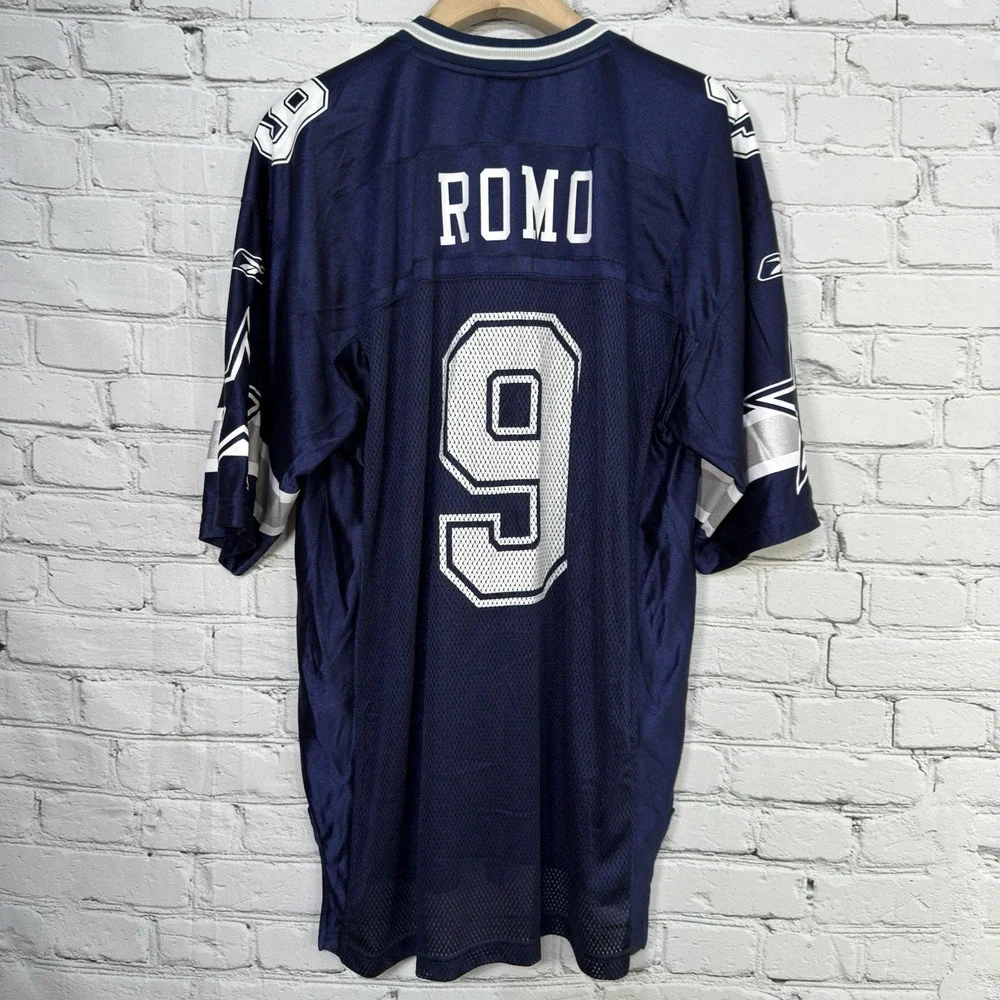 VTG Tony Romo Dallas Cowboys Reebok Authentic NFL Equipment Jersey Size L Blue‎